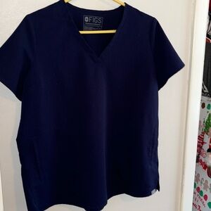 Figs Technical Collection Scrub Top navy blue side pockets size Med Scrub Top